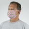 Pink & Green Dots Mask - Quarter View on Guy