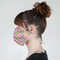 Pink & Green Dots Mask - Side View on Girl