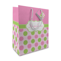 Pink & Green Dots Medium Gift Bag (Personalized)