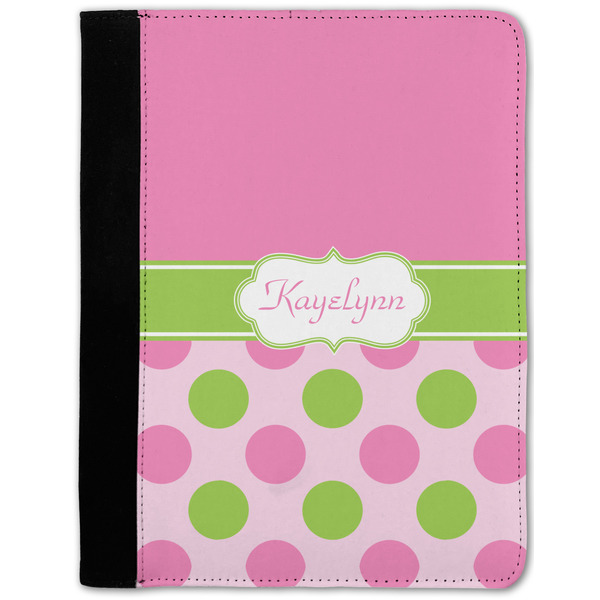 Custom Pink & Green Dots Notebook Padfolio - Medium w/ Name or Text