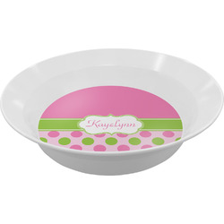 Pink & Green Dots Melamine Bowl (Personalized)