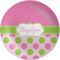 Pink & Green Dots Melamine Plate 8 inches