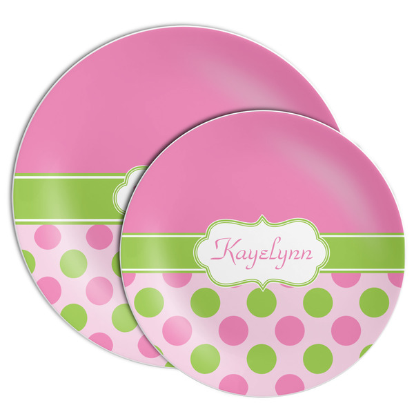Pink & Green Dots Melamine Plates - PARENT/MAIN