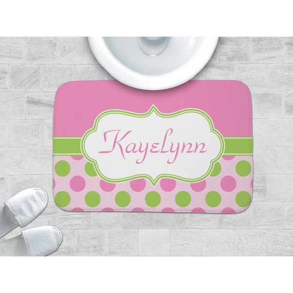 Pink & Green Dots Memory Foam Bath Mat - LIFESTYLE 34x21