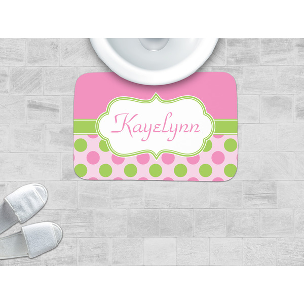 Pink & Green Dots Memory Foam Bath Mat - LIFESTYLE
