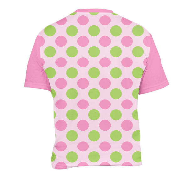 Pink & Green Dots Men's Crew Neck T Shirt Medium - Back