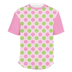Pink & Green Dots Men's Crew T-Shirt (Personalized)