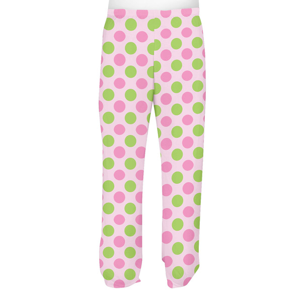 Pink & Green Dots Men's Pjs Back - on model