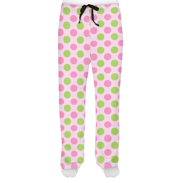 Pink & Green Dots Men's Pjs Front - on model