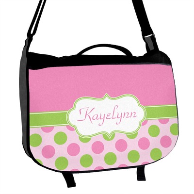 Pink & Green Dots Messenger Bag (Personalized)