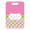 Pink & Green Dots Metal Luggage Tag - Front Without Strap