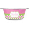 Pink & Green Dots Stainless Steel Dog Bowl - Medium (Personalized)