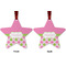 Pink & Green Dots Metal Star Ornament - Front and Back