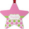 Pink & Green Dots Metal Star Ornament - Front
