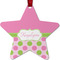 Pink & Green Dots Metal Star Ornament - Double Sided w/ Name or Text