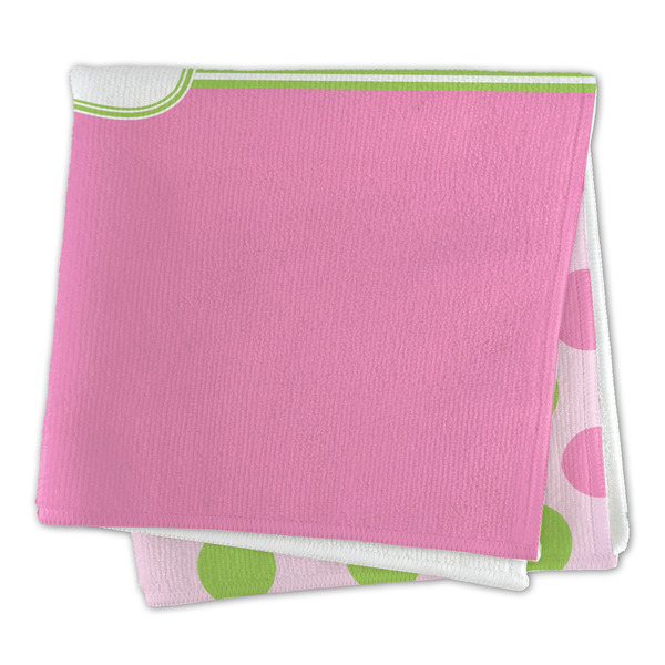 Pink & Green Dots Microfiber Dish Rag - FOLDED (square)