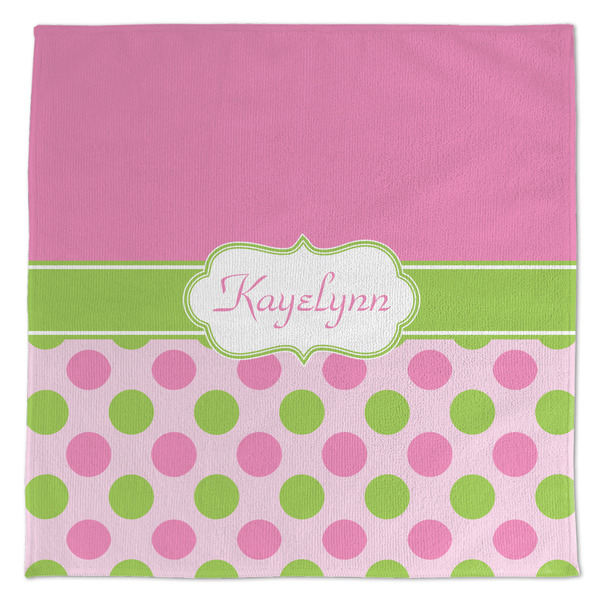 Custom Pink & Green Dots Microfiber Dish Towel (Personalized)