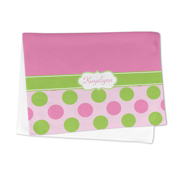Pink & Green Dots Microfiber Dish Towel - FOLDED HALF
