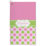 Pink & Green Dots Microfiber Golf Towel (Personalized)