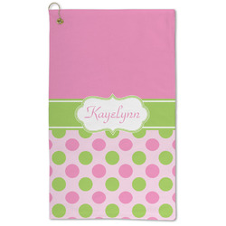 Pink & Green Dots Microfiber Golf Towel (Personalized)