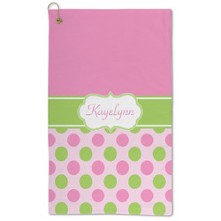 Pink & Green Dots Microfiber Golf Towel (Personalized)