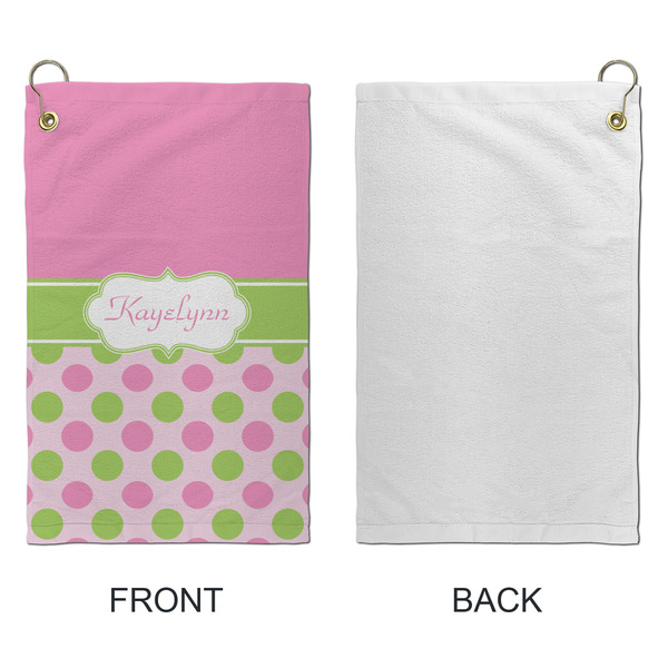 Pink & Green Dots Microfiber Golf Towels - Small - APPROVAL