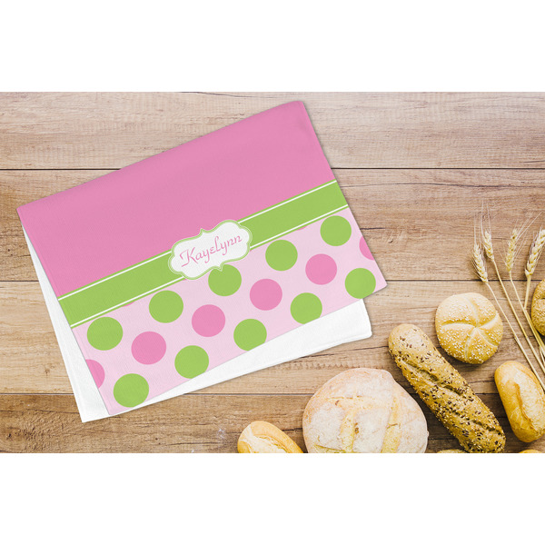 Pink & Green Dots Microfiber Kitchen Towel - LIFESTYLE