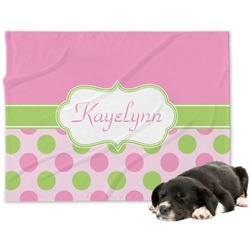 Pink & Green Dots Dog Blanket (Personalized)