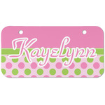 Pink & Green Dots Mini/Bicycle License Plate (2 Holes) (Personalized)