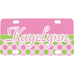 Pink & Green Dots Mini/Bicycle License Plate (Personalized)