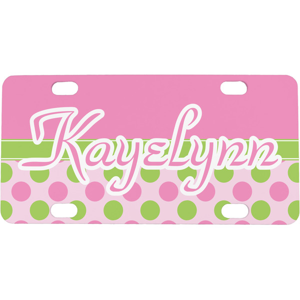Custom Pink & Green Dots Mini/Bicycle License Plate (Personalized)