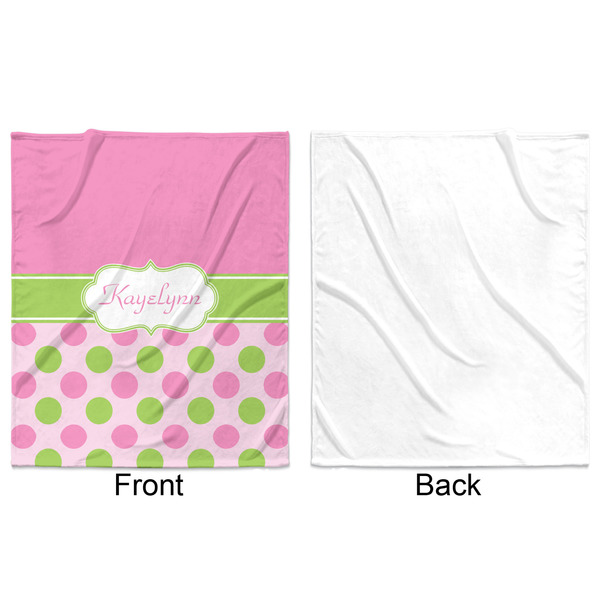 Pink & Green Dots Minky Blanket - 50"x60" - Single Sided - Front & Back