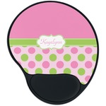 Pink & Green Dots Mouse Pad with Wrist Support