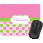 Pink & Green Dots Rectangular Mouse Pad (Personalized)