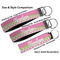 Pink & Green Dots Multiple Key Ring comparison sizes