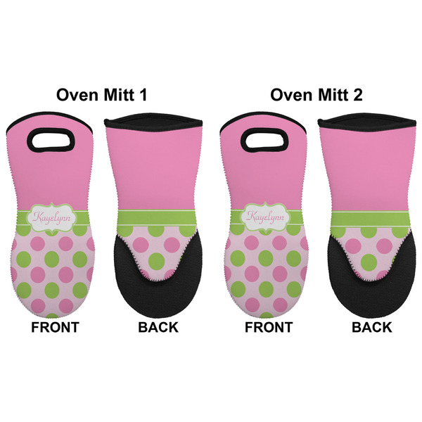 Pink & Green Dots Neoprene Oven Mitt - Set of 2 - Approval