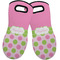 Pink & Green Dots Neoprene Oven Mitts - Set of 2 w/ Name or Text