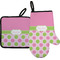 Pink & Green Dots Oven Mitt & Pot Holder Set w/ Name or Text