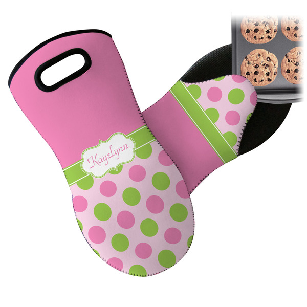 Pink & Green Dots Neoprene Oven Mitt