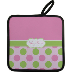 Pink & Green Dots Pot Holder w/ Name or Text