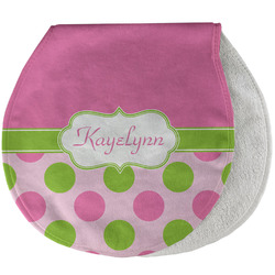 Pink & Green Dots Burp Pad - Velour w/ Name or Text