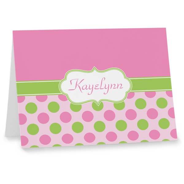 Custom Pink & Green Dots Note cards (Personalized)