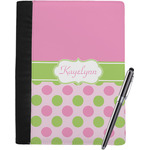 Pink & Green Dots Notebook Padfolio - Large w/ Name or Text