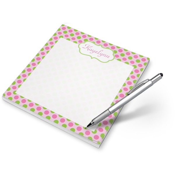 Custom Pink & Green Dots Notepad (Personalized)