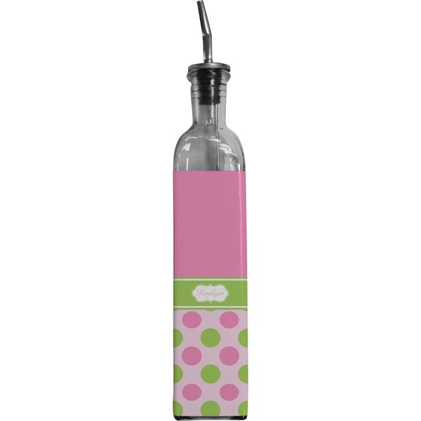 Custom Pink & Green Dots Oil Dispenser Bottle (Personalized)