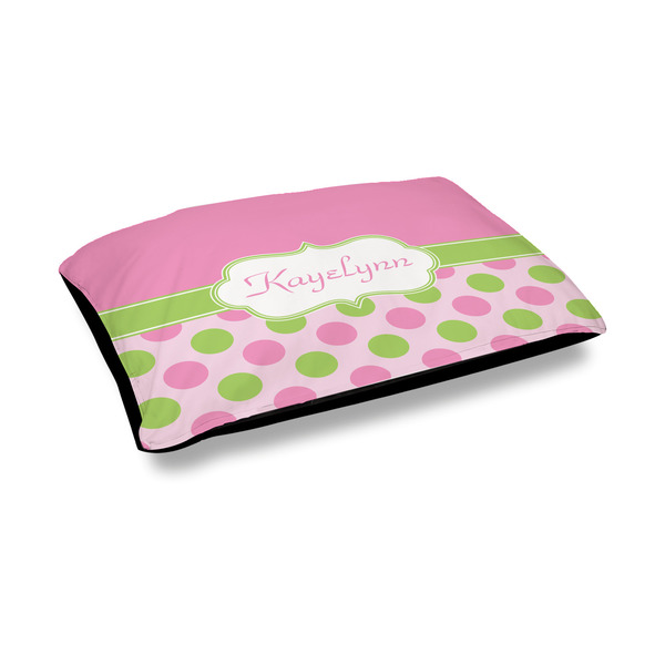 Custom Pink & Green Dots Outdoor Dog Bed - Medium (Personalized)