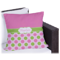 Pink & Green Dots Outdoor Pillow - 16" (Personalized)