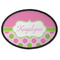 Pink & Green Dots Iron On Oval Patch w/ Name or Text