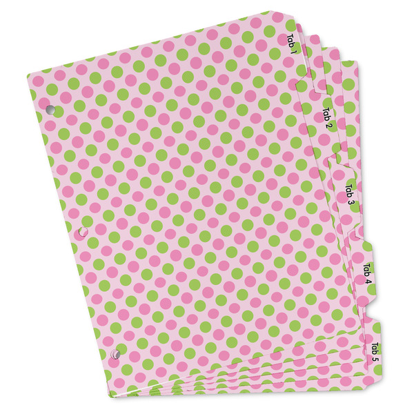 Custom Pink & Green Dots Binder Tab Divider - Set of 5 (Personalized)