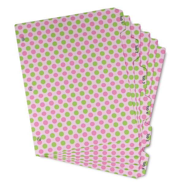 Custom Pink & Green Dots Binder Tab Divider - Set of 6 (Personalized)
